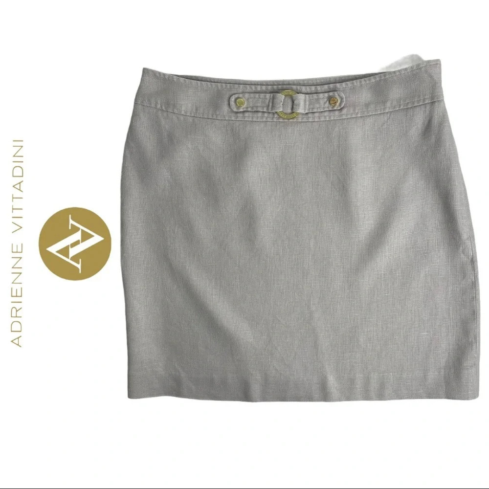 🛍️3/$40 Adrienne Vittadini Skirt Linen Cream Skirt Size  8